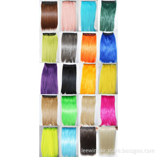 Straight 55Cm single color 5 clips in synthetic hair extension 100g-120g 5pcs/lot